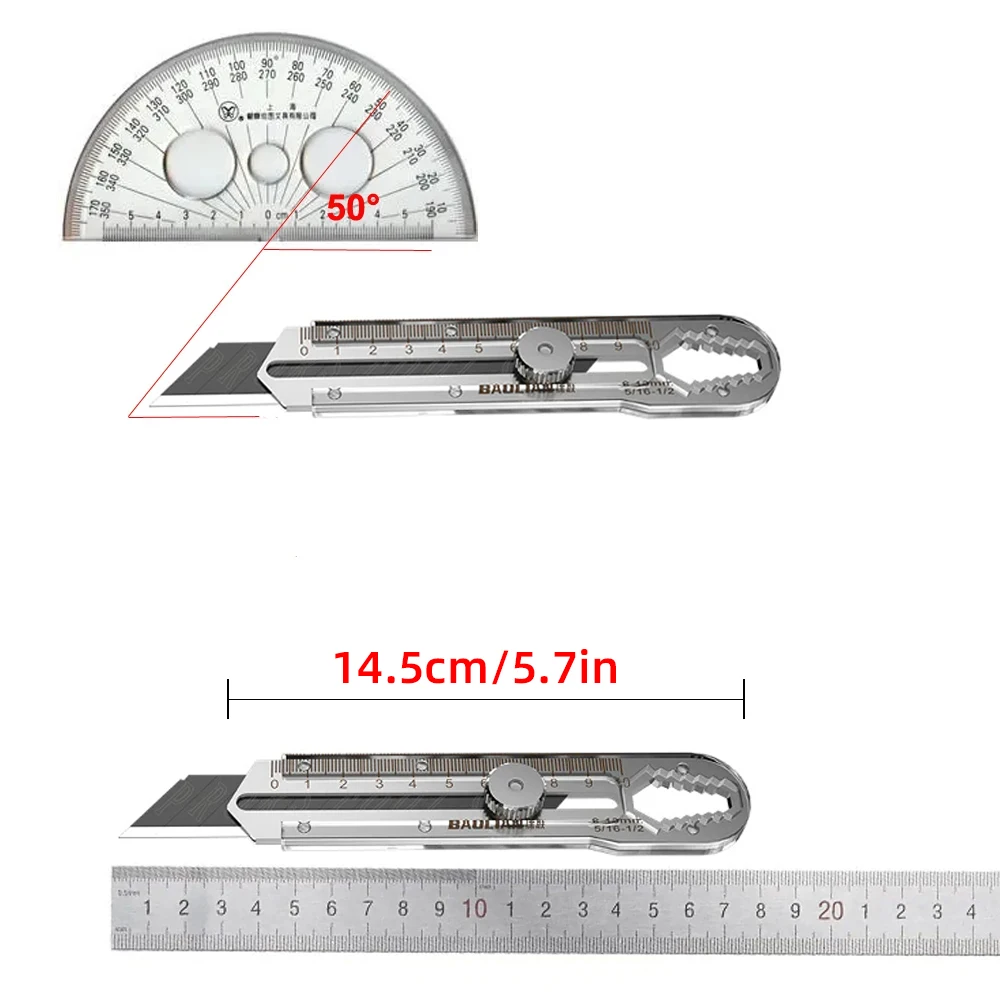 Utility Knife Box Cutter 8 In 1 Mutipurpose Stainless Steel Retractable Heavy Duty Waterproof Snap off Cutter Knife