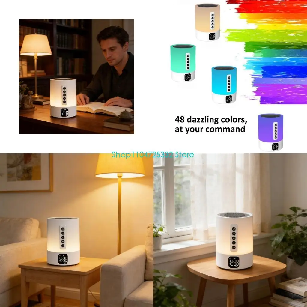

P5EA Rechargeable Bluetooth-compatible Speaker With Relaxation Generator 48 Shade LED Night Light And Alarm Clock For Kids