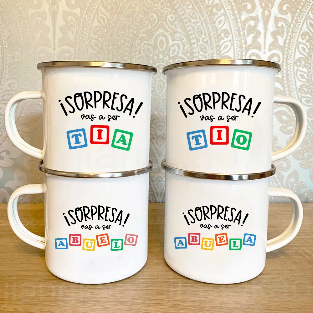 Original Cup of Coffee Surprise You Are Going To Be An Aunt/Uncle/Grandpa Grandma Print Enamel Mug Funny Cups Drinkware Mugs Tea