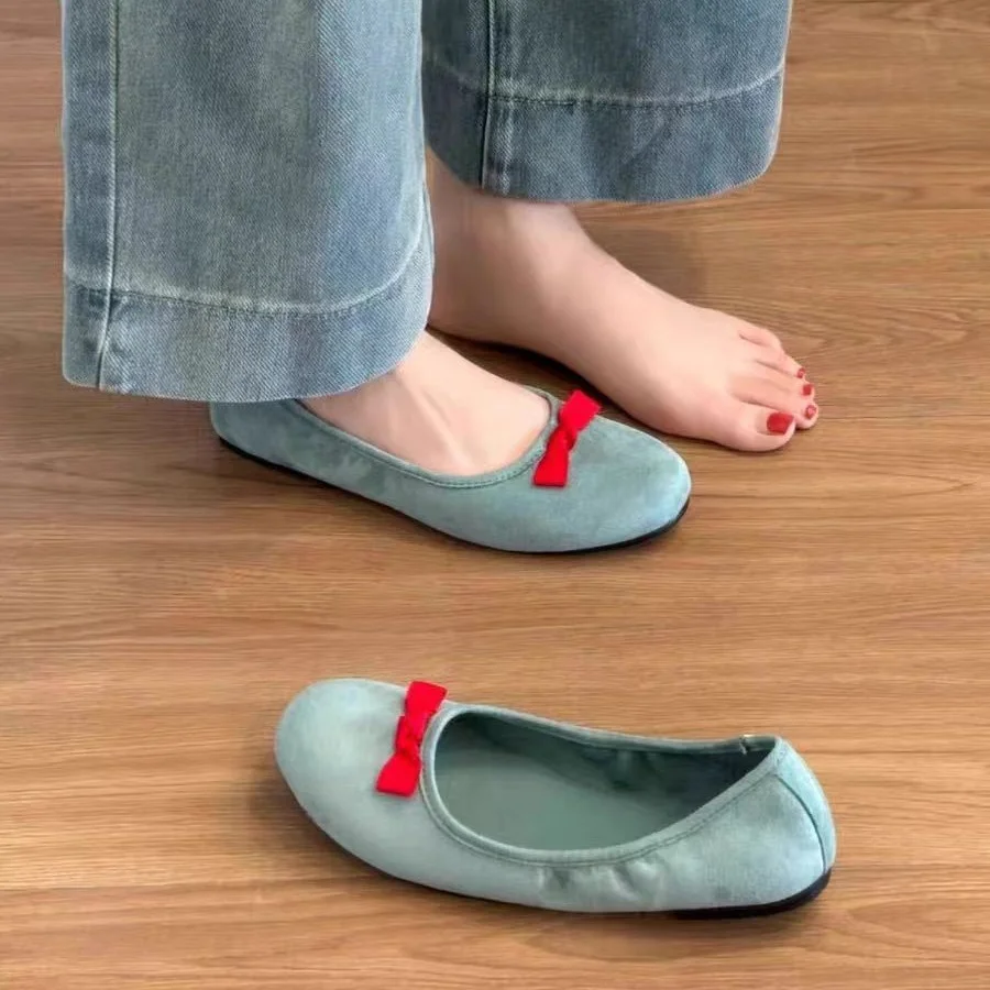 Bailarinas con lazo para mujer, mocasines informales sin cordones, zapatos de baile, alpargatas para caminar, zapatos planos cómodos