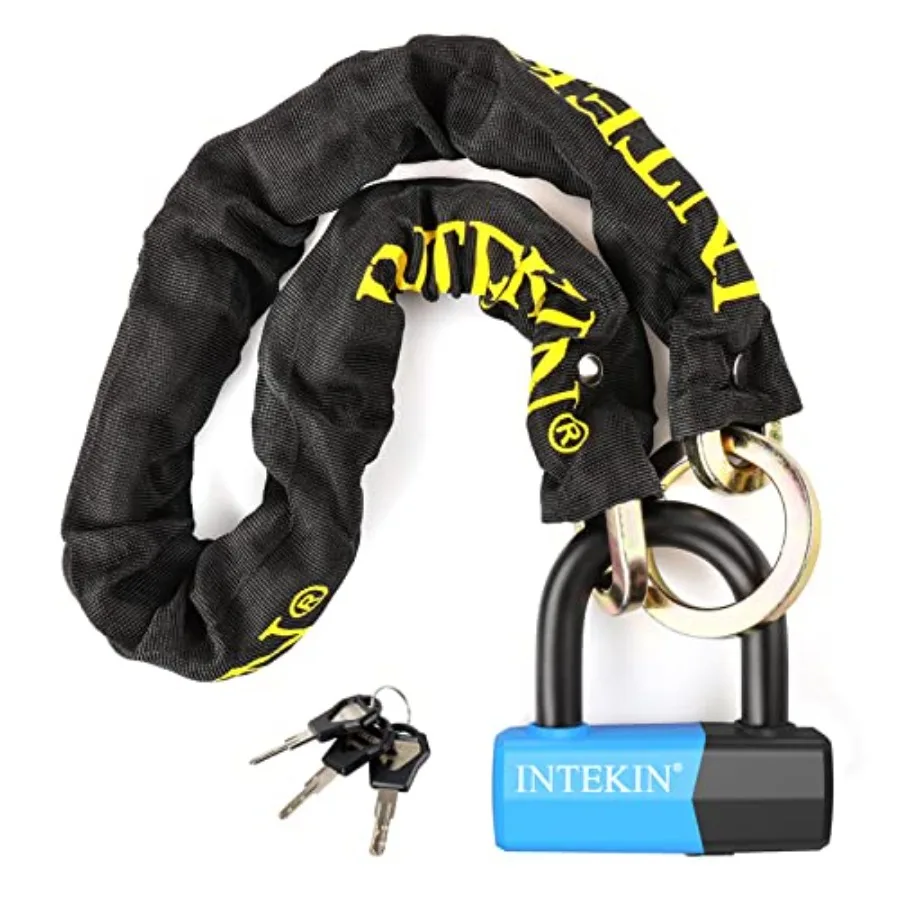 

Motorcycle Chain Locks 3.1FT 10mm Thick Security Chain Lock Heavy Duty Bike Lock with 16mm Disc Lock for Gates Fences Outdoor E