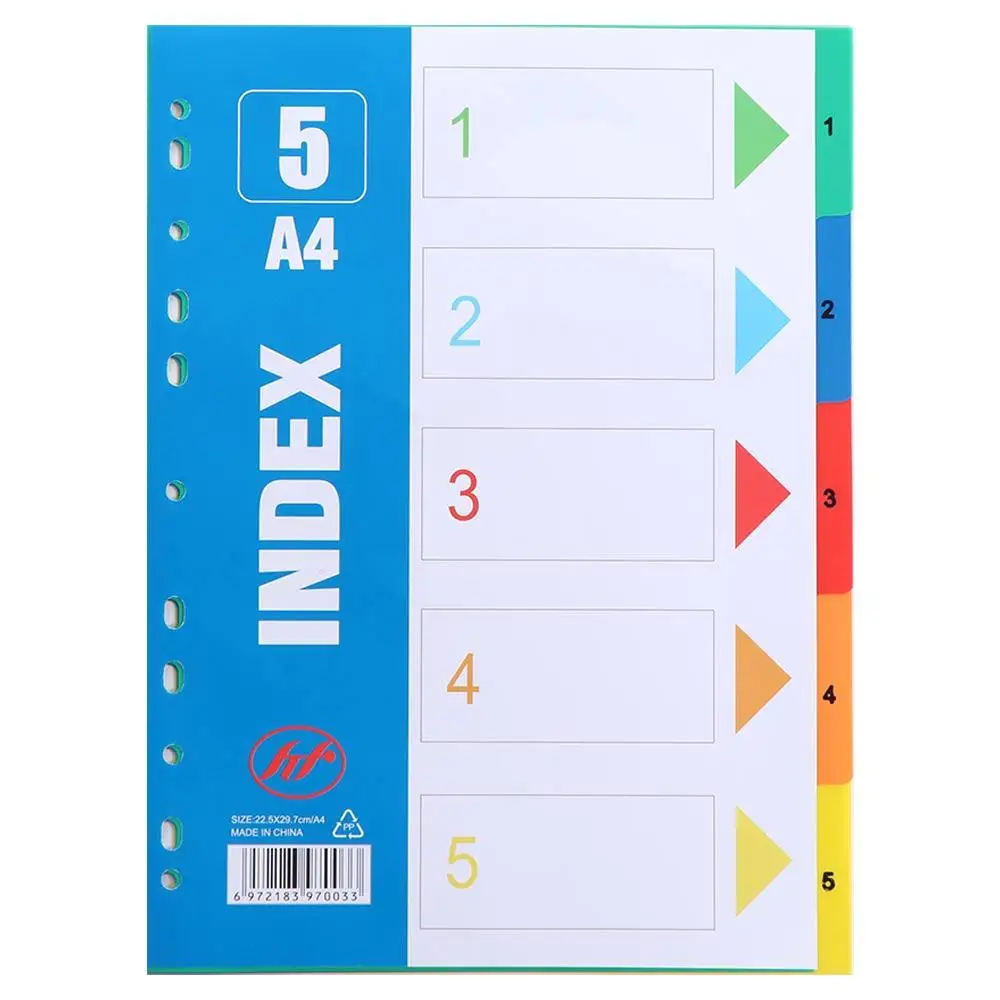 5/10/12/20/31페이지 인덱스 분리기 페이지 PP 소재 A4 사이즈 루즈리프 디바이더 컬러 넘버 바인더 디바이더 아카이브 파일