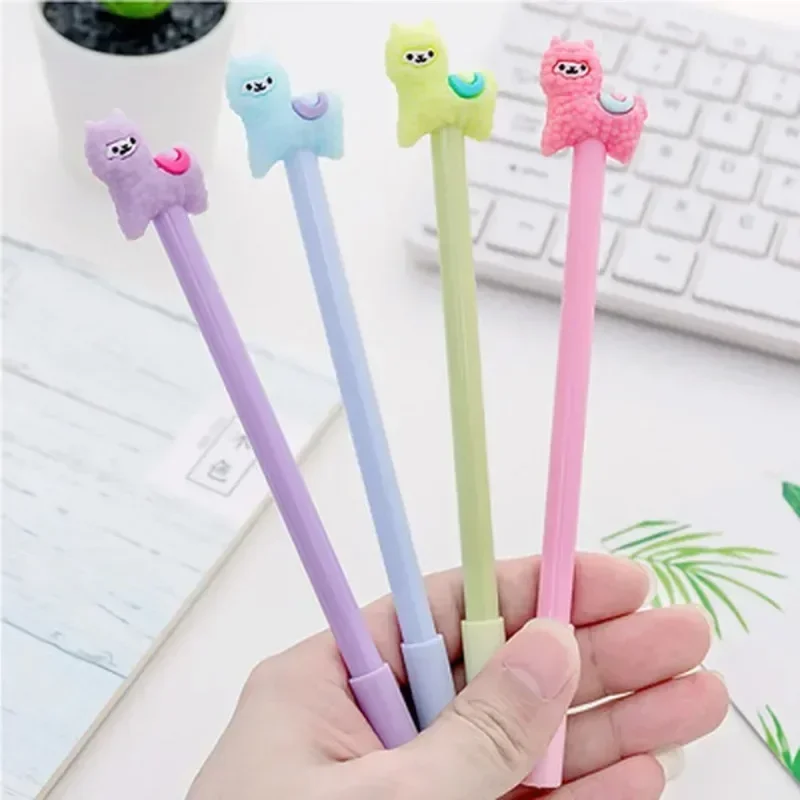 

New 4Pcs Lovely Alpaca Creative Gel Ink Pen School Supply Office Stationery Cartoon Pens Student Writing Supplies Gift Random