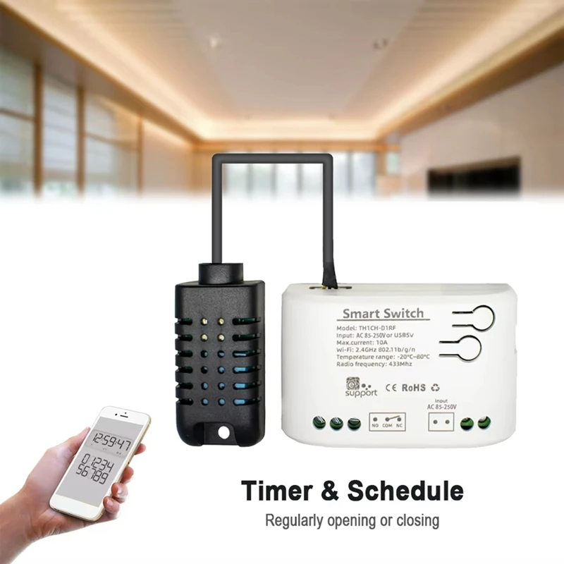 Wifi inteligente interruptor de umidade temperatura passivo contato seco relé termostato monitor sensor temperatura b
