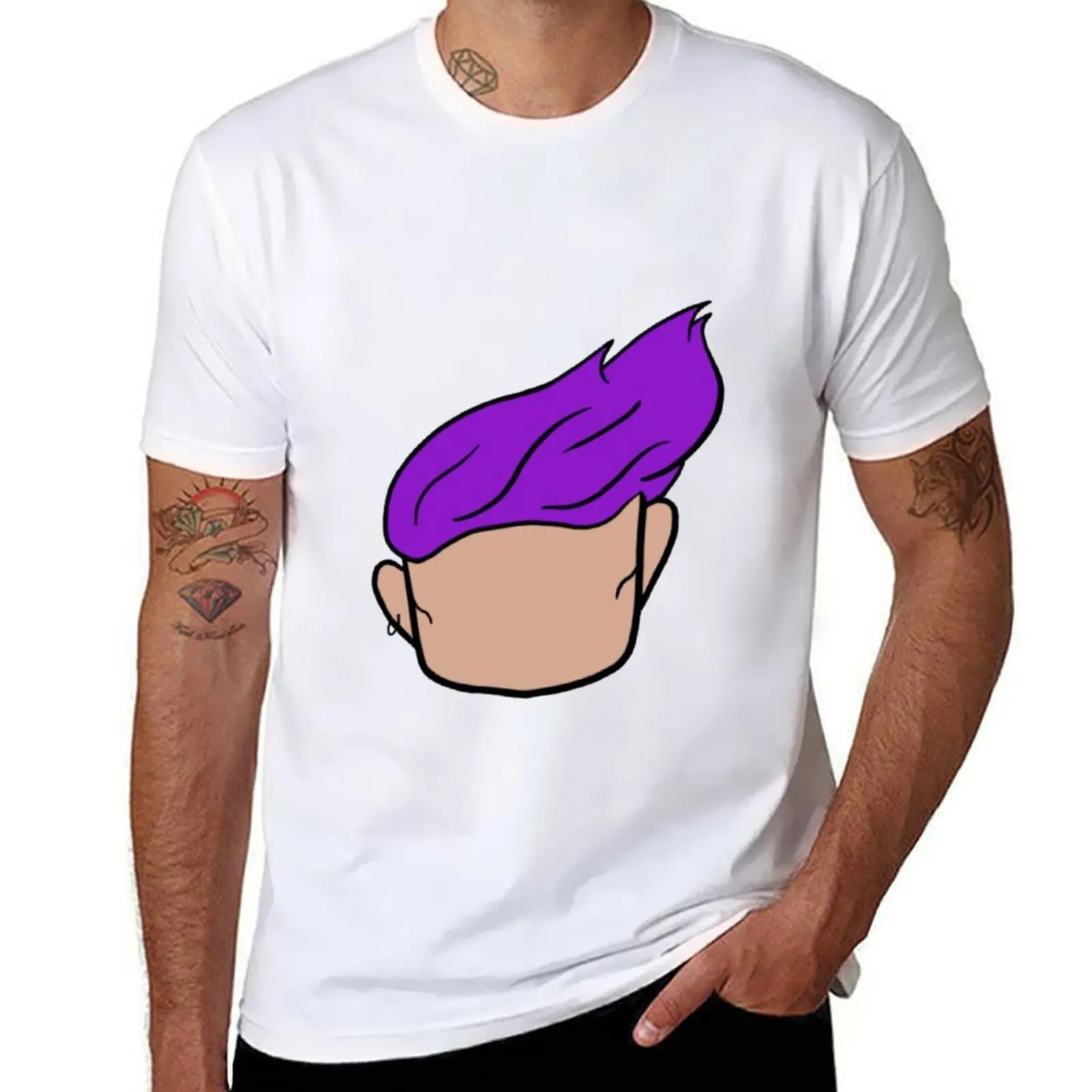 

purple hair T-Shirt t shirt personalised black cotton t-shirt plain for man package T-Shirt