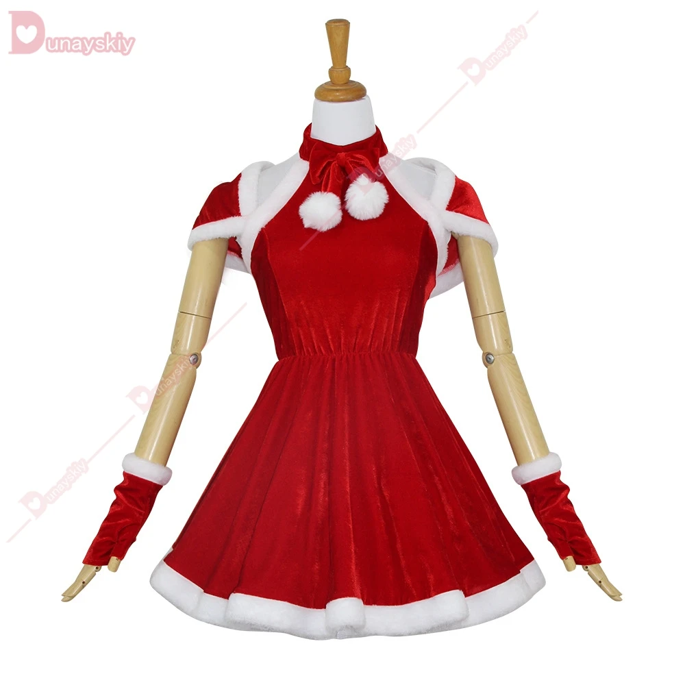 Disfraz de Navidad de la serie de Santa Claus para mujer, vestido rojo de alce de nieve, capa de cuerda, Unifrom, pijama Sexy, Cosplay