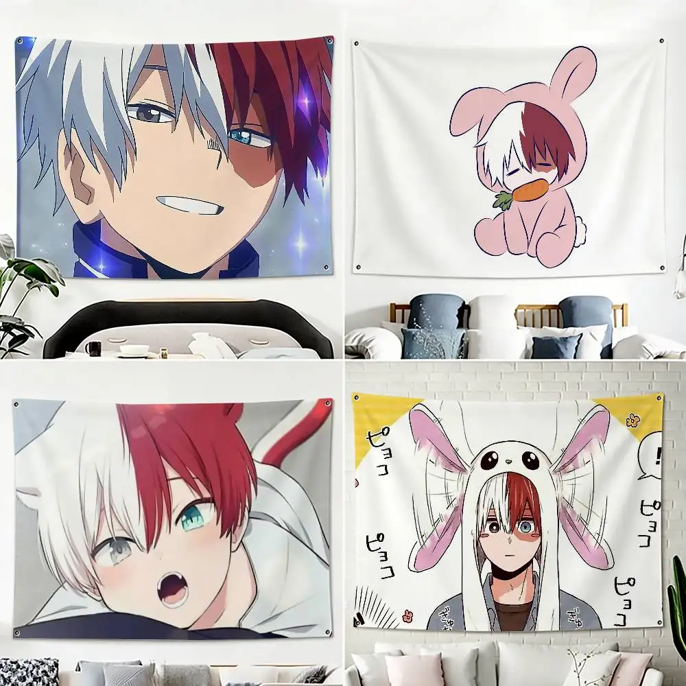 S-Shoto T-Todoroki My Hero-A Horizontal Tapestry Flag Banner Wall Hanging Lightweight Fabric Background for Home Party Decor