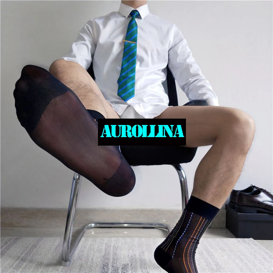 Man's Ribbed Sock Silky Soft Fashion Dressing Socks Sheer Thin Comfortable Businessman Suit Fit Shoes Mate Rainbwo Gay World Sex