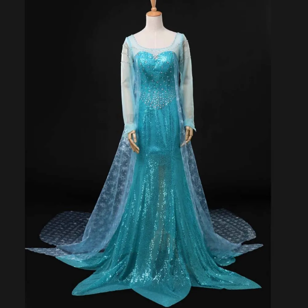 Movie Ice Snow Cosplay Queen Elsa Costume For Adult Women Excellent Dress Halloween Carnival Party Fancy Dress