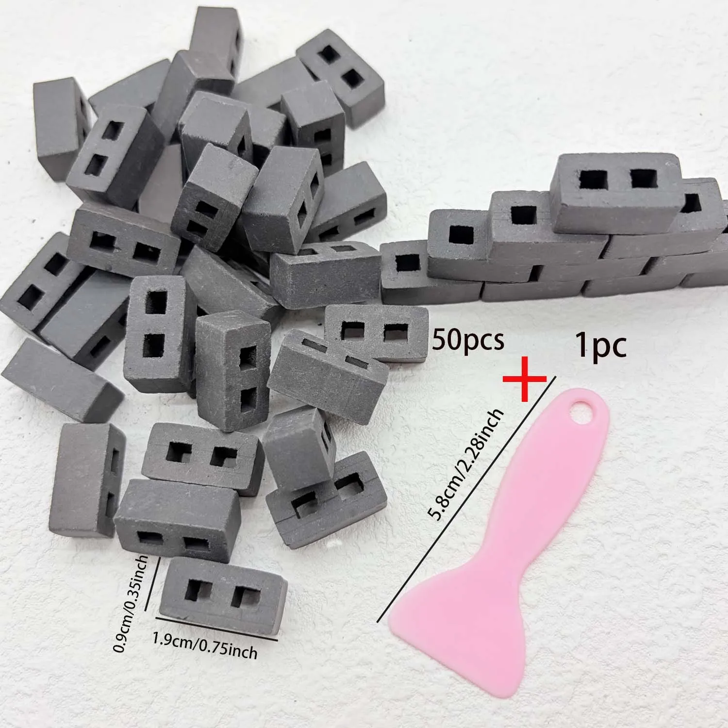 Miniature Clay Bricks Model Building Set, Mini Wall Brick with Scraper, DIY Mini Brick for Model Making, Pet House & Garden