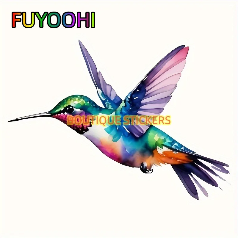 FUYOOHI Boutique Stickers Hummingbird Art Animal Auto Window Bumper Decor Decals for Paint Fishing Boats Skateboards Motorcycles