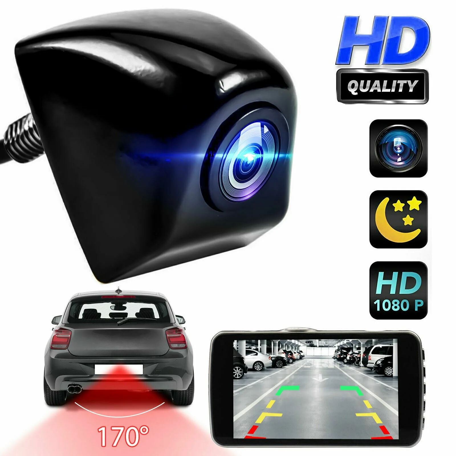 

Lastbus HD Reverse Rear View Backup Camera IP69 Waterproof Night Vision Super Wide Angle For Cars Pickup Trucks SUVs RVs Vans