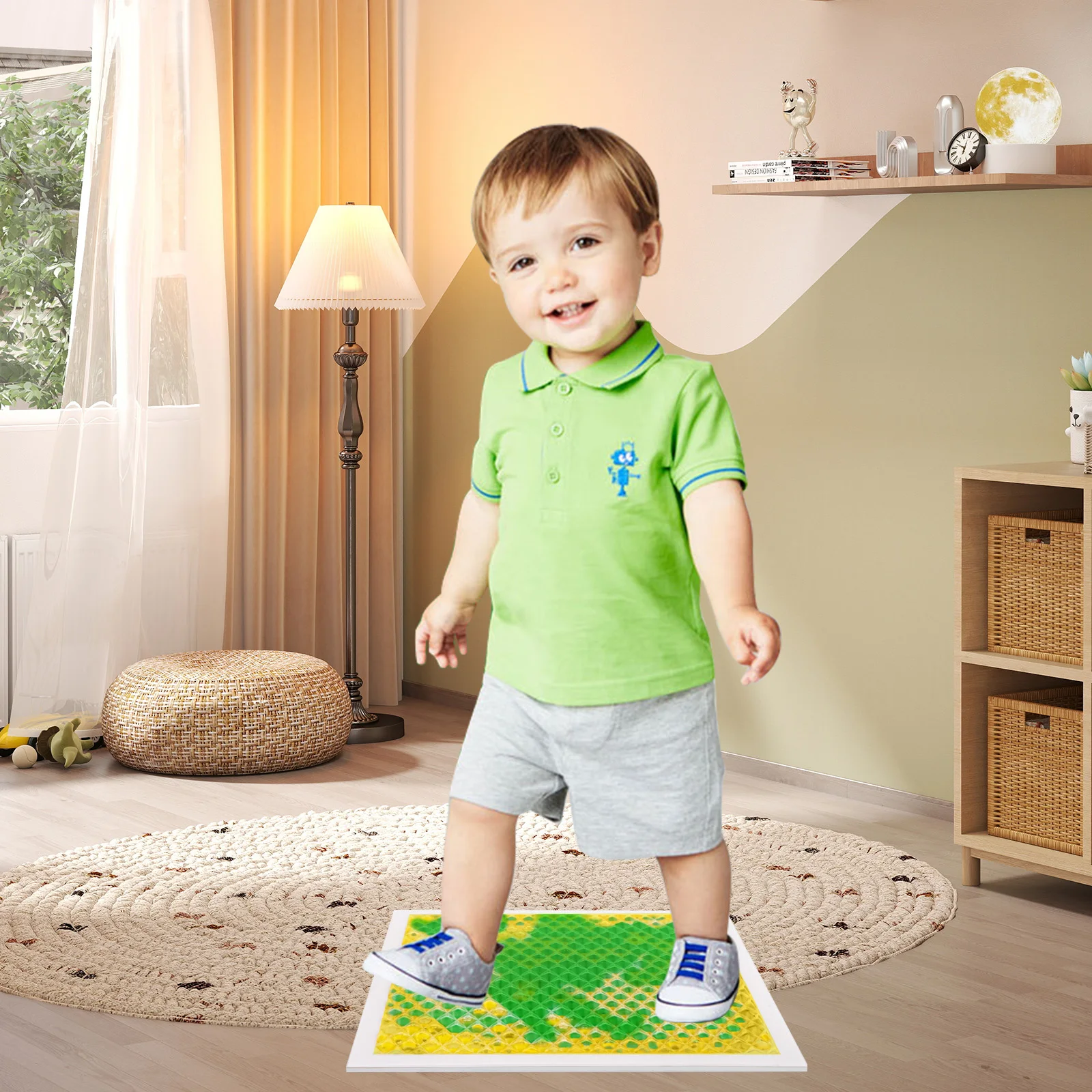 

1PC Joyful Interactive Sensory Floor Tile Liquid Mat for Children's Play Area Sensory Room Mat for Kids