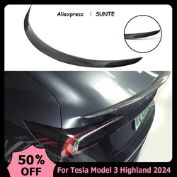 For Tesla New Model 3 Highland 2024 Spoiler Model3 Highlander Real Carbon Fiber Original Trunk Wing Car Accessories