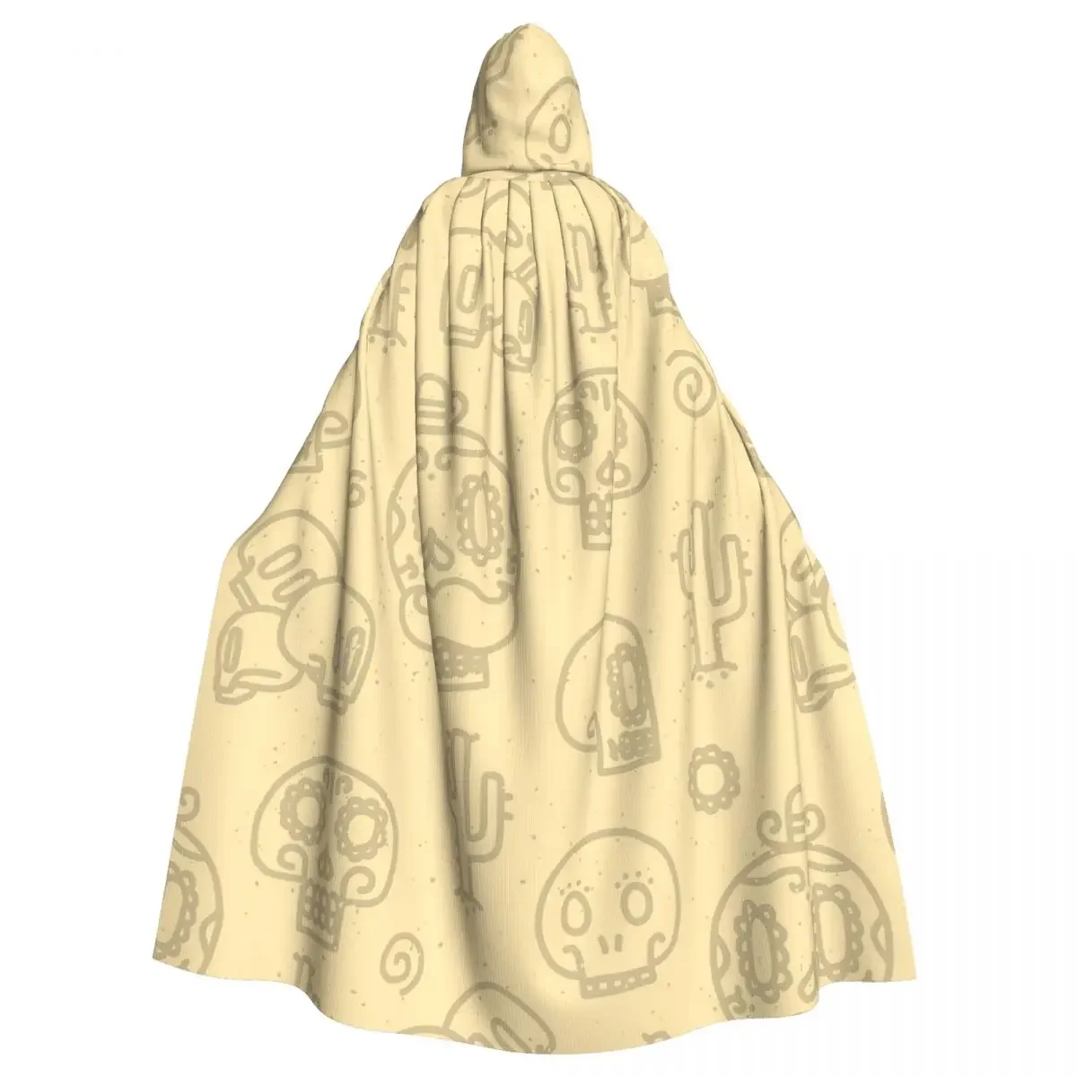 Capa con capucha de Vector sin costuras para hombres y mujeres, calaveras de azúcar, arena, Cosplay de fiesta de Halloween, bata larga de brujería, capucha