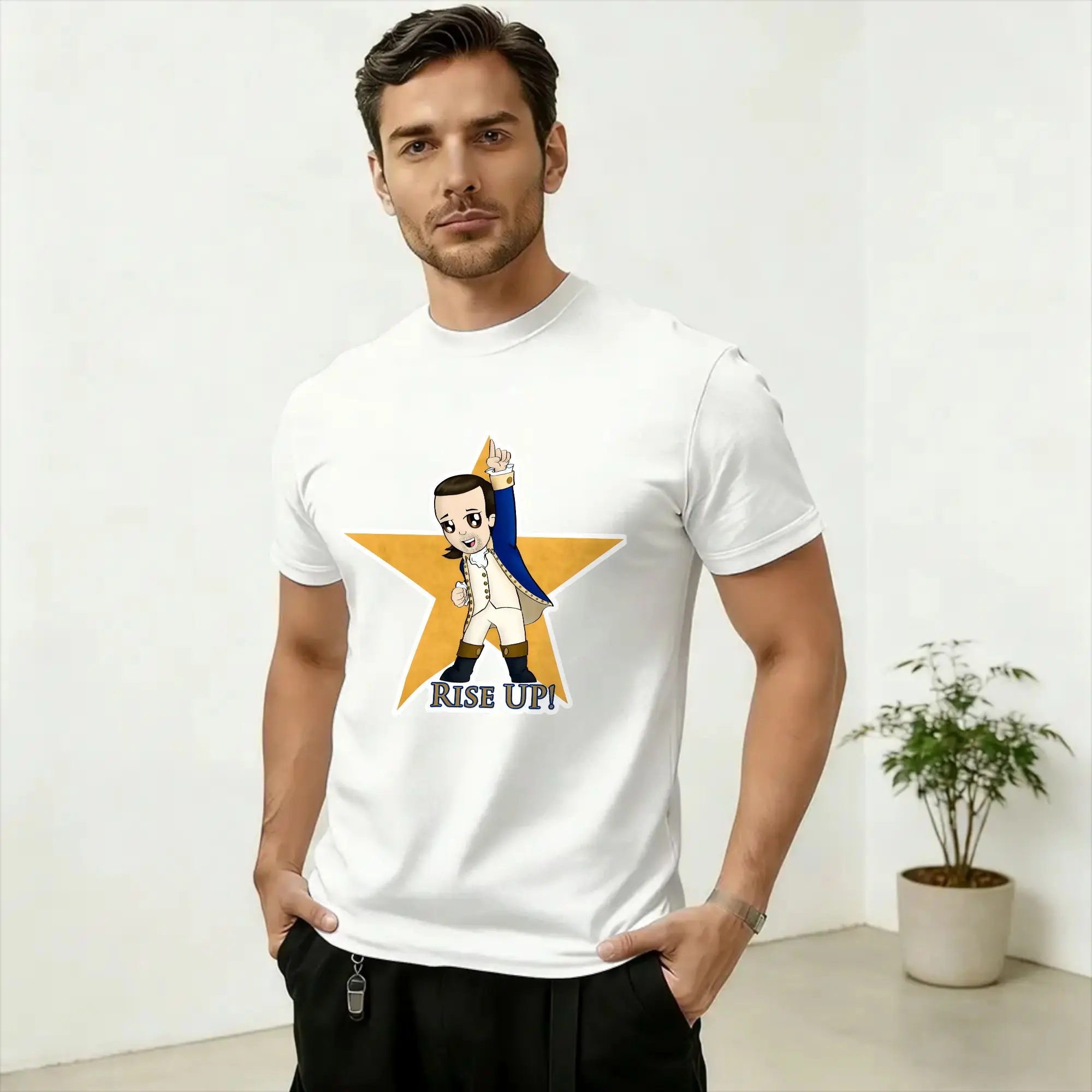 Hamiltons the Musical Merch Cotton T-Shirt For Male Beach  Streetwear T-Shirts Crew Neck Harajuku Tees Oversized Print Clothes