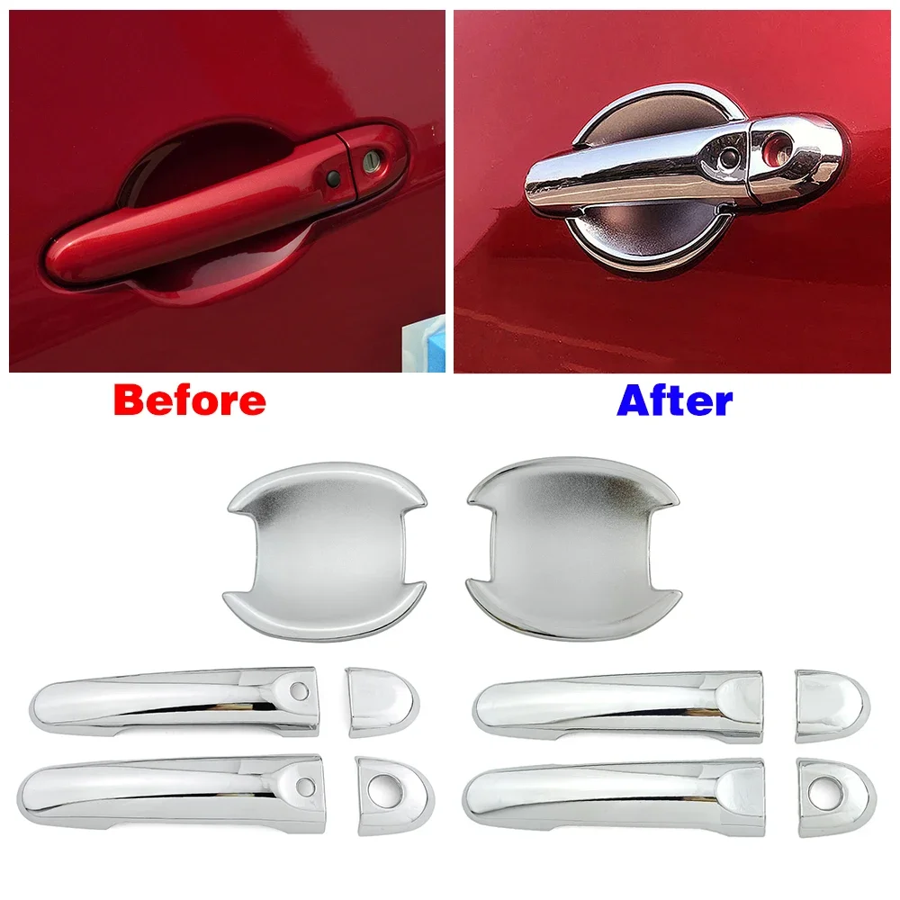 For Nissan Juke 2011-2018 ABS Chrome Side Door Handle Cover Trim & Door Bowl Cover Car Styling 2012 2013 2014 2015 2016 2017