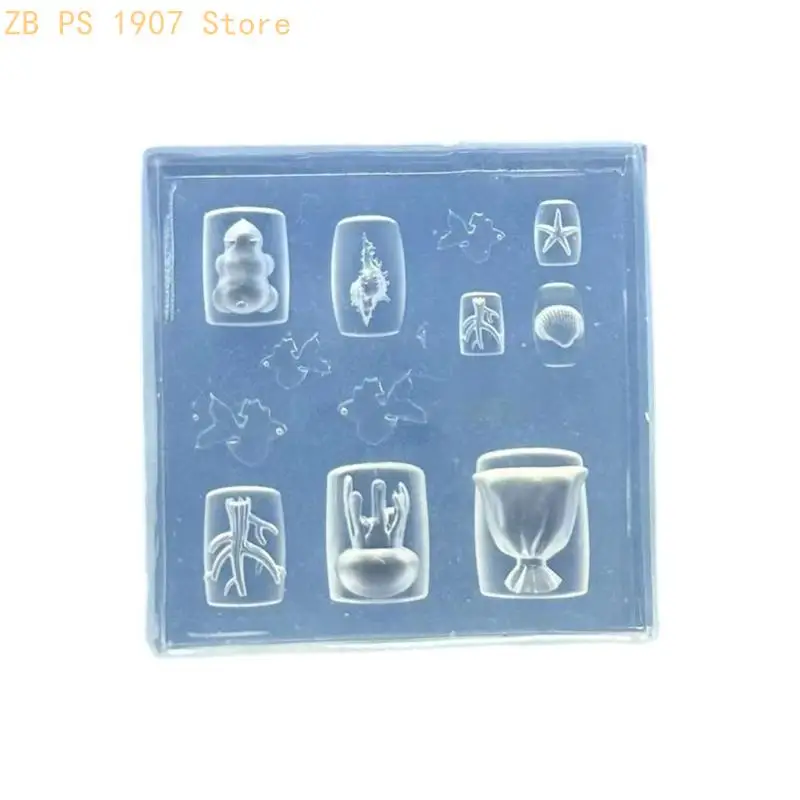 Silicone Art Template With Aquatics Animal Reliefs Including Dolphin Clam and for Creative Designs 55KA