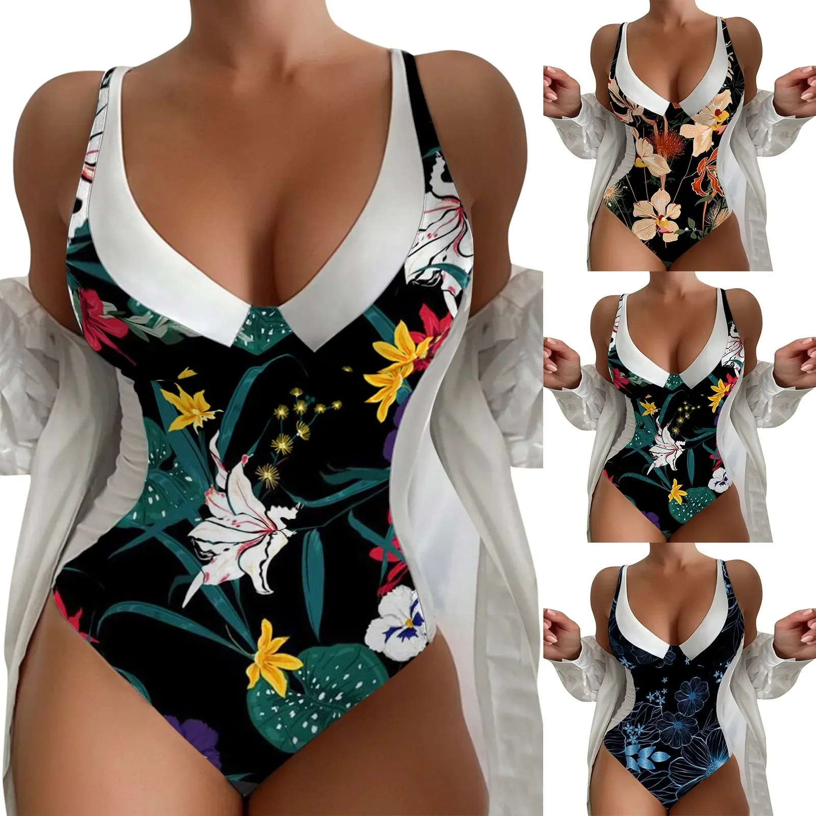 Badmode Grote maten Dames Tankini Dames V-hals Bloem bedrukt badpak Bikini Badmode VaraX Diego Diego Seksdo 2024