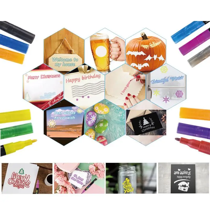 علامات الخطوط العريضة الذاتية بريق أقلام خط مزدوج للرسم ، علامات الخطوط العريضة ، قلم خط مزدوج ، DIY بها بنفسك الحرف الفنية