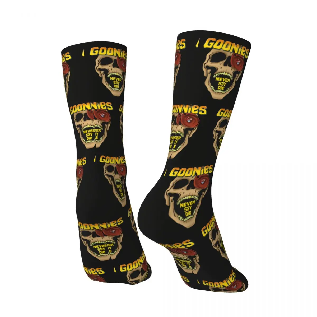 Funny Crazy compression Goonies Never Say Die Sock for Men Hip Hop Harajuku The Goonies Happy Seamless Pattern Printed