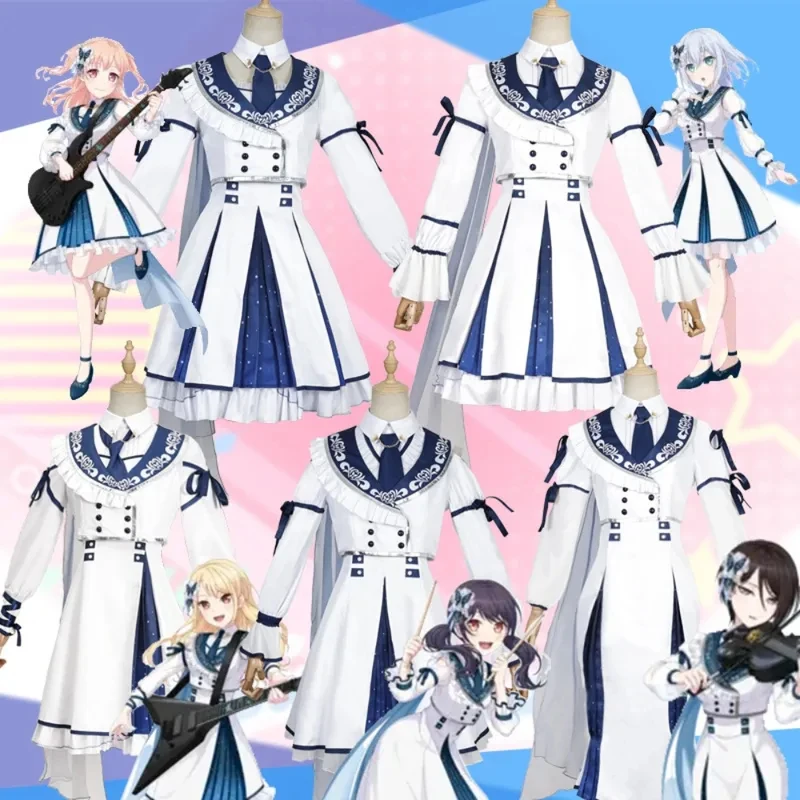 A;3\v,7'd/BanG Dream! Morfonica Tsukushi Nanami Mashiro Toko Cosplay Full Set Cute White Dress Adult Women Game Hallc;4'b,7'm\1/ view 2