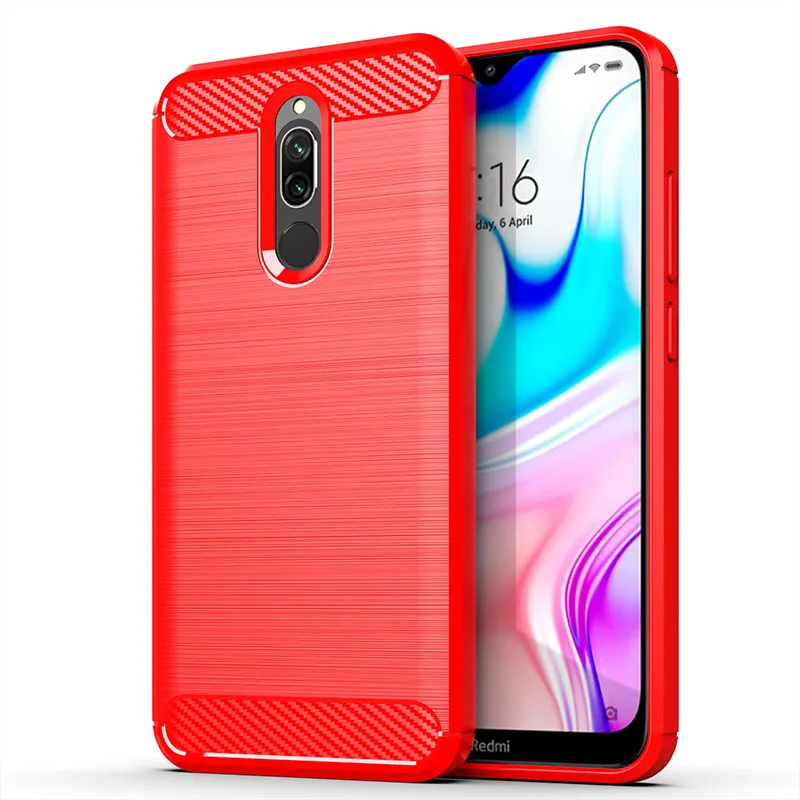 Carbon Fiber Case For Xiaomi Redmi 8 Shockproof Silicone Phone Cover for xaomi redmi8 Full Protection Soft TPU Case Coque Fundas