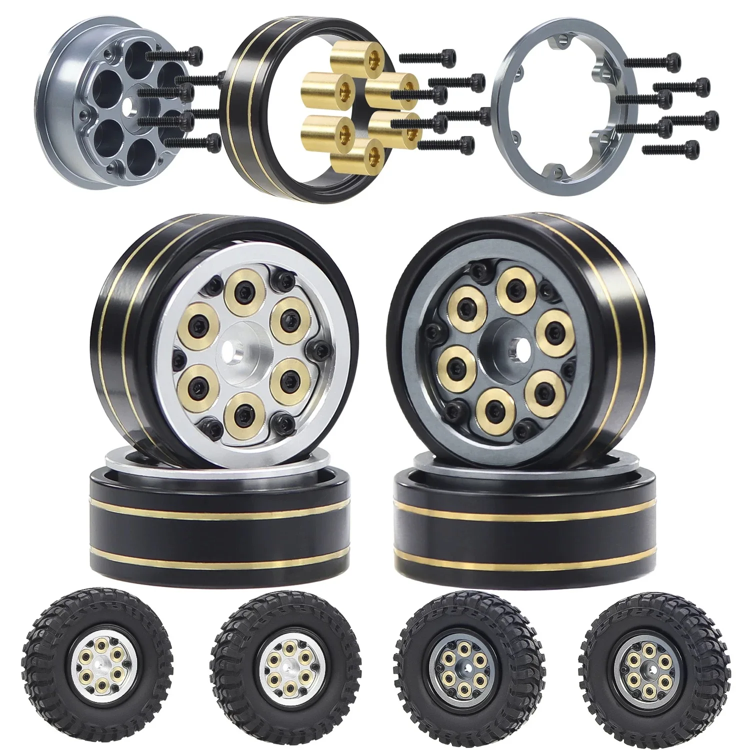 

1.0 With Brass Counterweight Bead Lock Wheel Hub For SCX24 AX24 FCX24 FCX18 1/24 1/8 RC Crawler Car