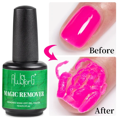 Imagen 2 del producto AWStorG-removedor mágico de esmalte de uñas, 15ml, esmalte de Gel UV, eliminación rápida de barniz semipermanente, pegamento cancelado