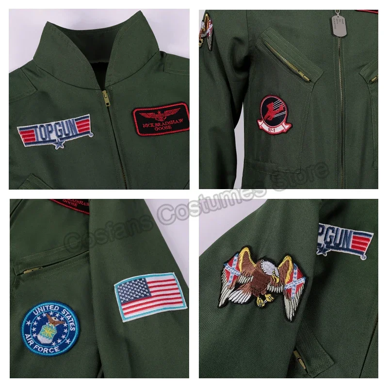 Uniforme Cosplay da Força Aérea Americana Masculino, Trajes de Halloween Macacão Verde Exército, Piloto Militar, Astronauta, Halloween, Filme Top Gun