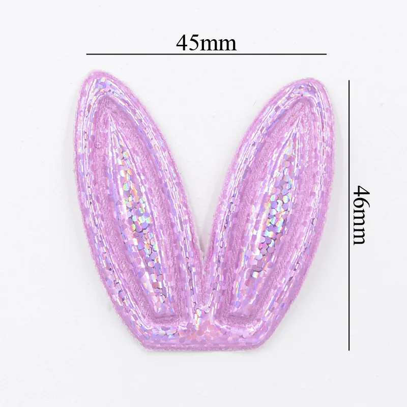 12Pcs Glitter Lase PU Fabric Rabbits Ears Applique Padded Patches for Hair Hoop, Clips, Band, Headdress, Hairdress, Ornament