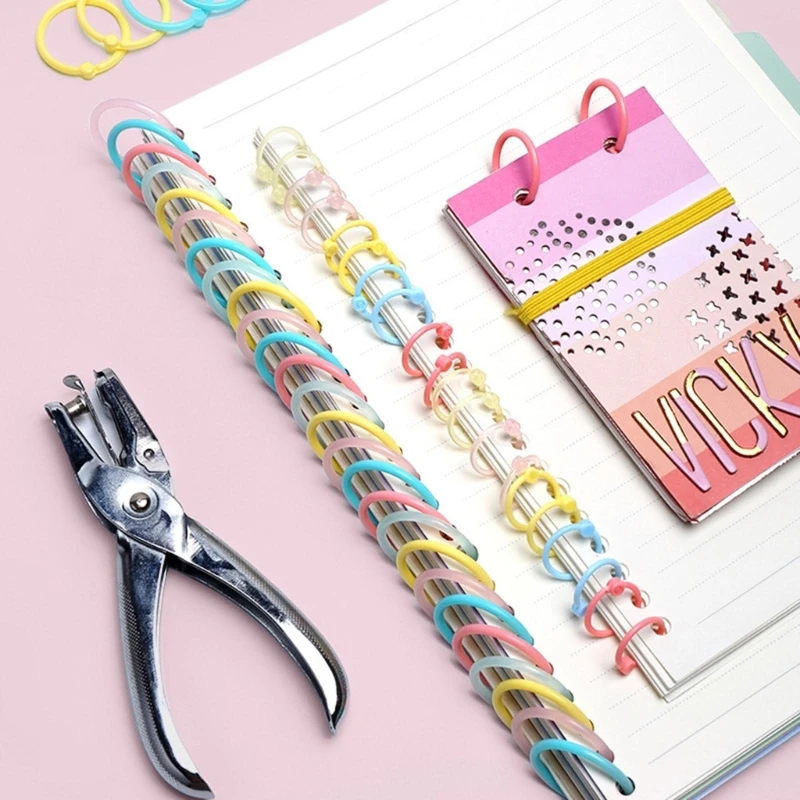 แหวนรูปใบไม้แบบหลวมแหวนเย็บหลายสีแหวนใส่หนังสือยืดหยุ่นสำหรับสมุดภาพ