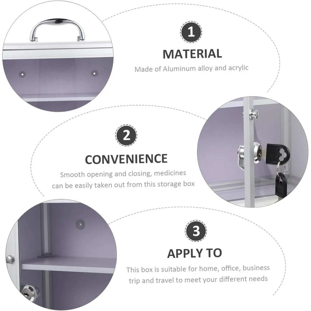 حقيبة تخزين طبية متعددة الطبقات قابلة للقفل مثبتة على الحائط لتنظيم الإسعافات الأولية والأدوية المنزلية #5