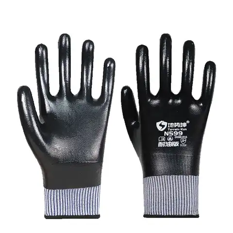 니트릴 고무 안전 작업 장갑 남성용, 미끄럼 방지/오일/천공 방지 방수 강력한 그립 건설 수리 장갑