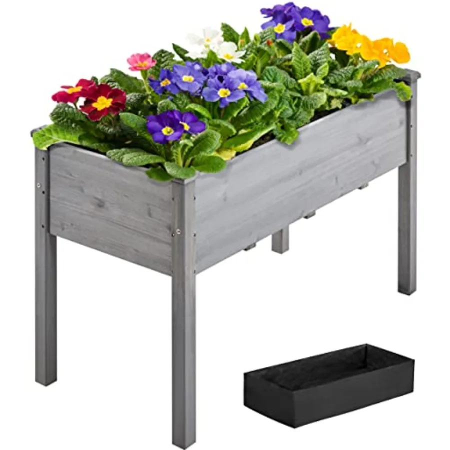 

1pc Raised Garden Bed Outdoor with Legs Horticulture Elevated Wood Planter Boxes w/Stable Rectangle Structure Standing Planter