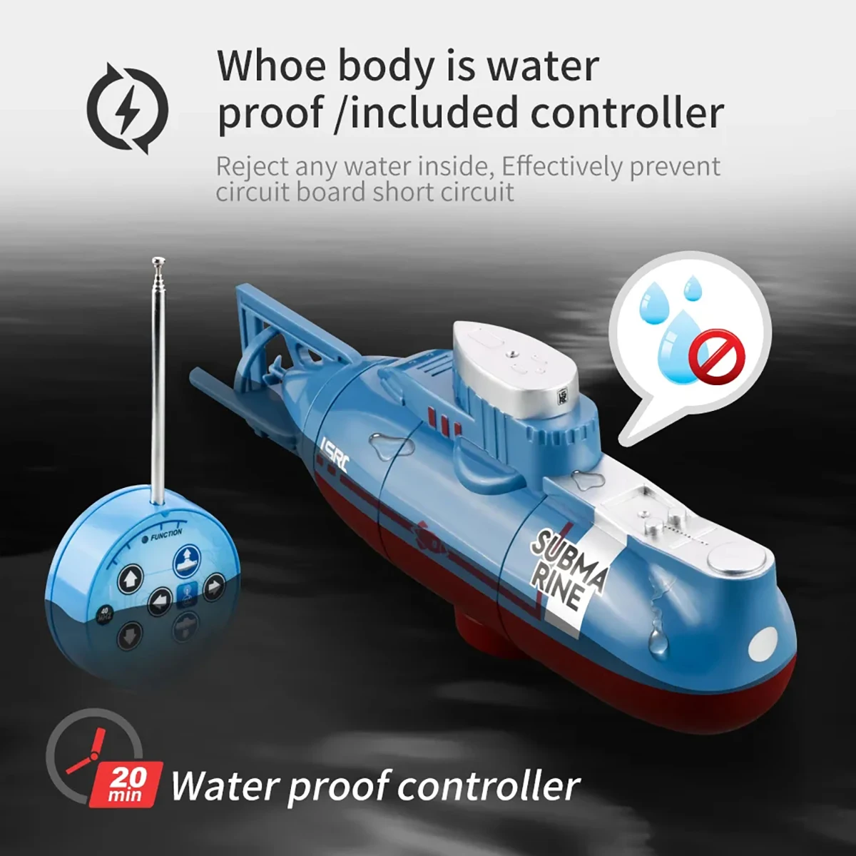 Mini RC Submarine High Speed Waterproof Simulation Floating Model Electric Remote Control Boat Gifts Toys