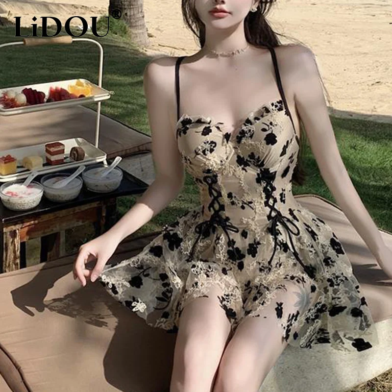 2023 New Korean Fashion Sexy Swimsuits Women Contrasting Colors Elegant Fashion Chic Casual Bikinis Aesthetic Vintage Sets Lady