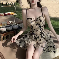 Bikinis informales elegantes para mujer, traje de baño Sexy de moda coreana, colores contrastantes, conjuntos Vintage estéticos, novedad de 2023