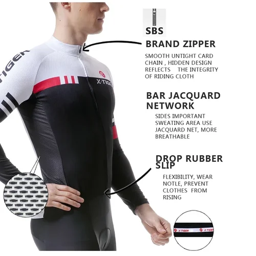 Imagen 2 del producto X-TIGER hombres de manga larga ciclismo Jersey MTB bicicleta ciclismo ropa bicicleta de montaña ropa deportiva camisetas transpirables serie básica
