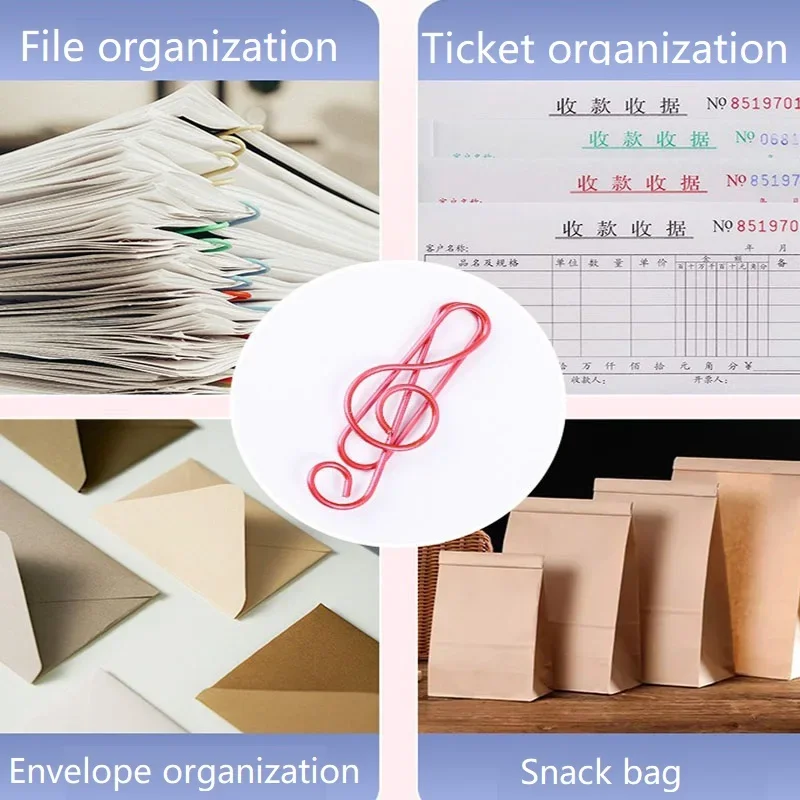 20 шт., музыкальные тематические скрепки для бумаг, металлические офисные милые переплетки, кавайные канцелярские принадлежности, декоративные зажимы для организации и украшения