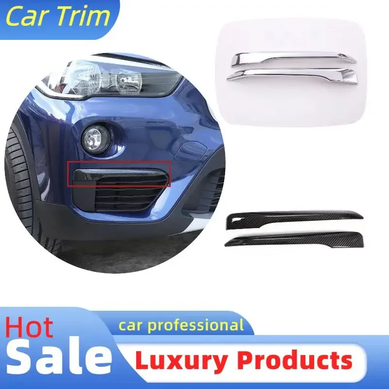 

2pcs Car Fog Lights Lamp Strips Trim Cover Stickers For BMW X1 F48 2020 2021 Styling Carbon Fiber Style Front Car Accessories