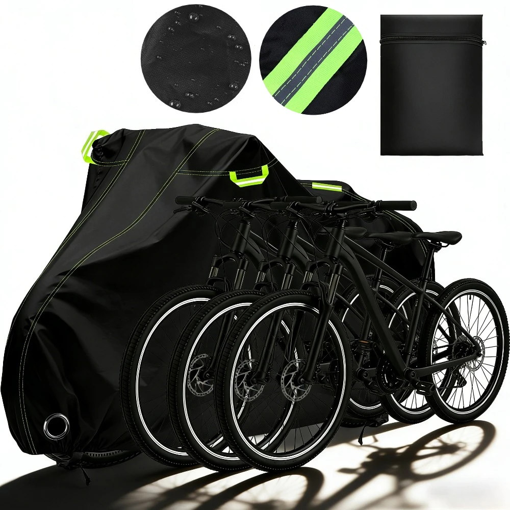 Bike Cover 210D Oxford Outdoor Storage Waterproof Anti-UV Bicycle Cover Tarpaulin with Storage Bag for 1-3 Bikes Rain Protection