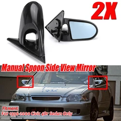 PAIR Manual Adjustable Rearview Mirror For Honda Civic 4Dr Sedan 1996-2000 Spoon Style Door Side Wing View Mirror
