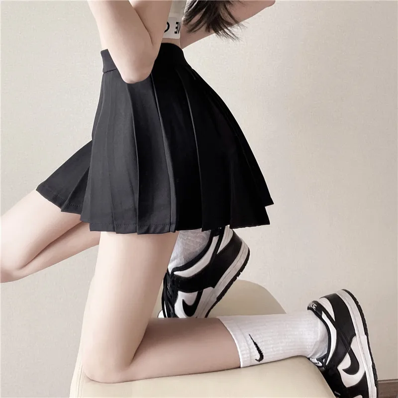 Skirt women Black  White Culotte high waist pleated a-line skirt 2024 spring anti-exposure culottes black short skirt