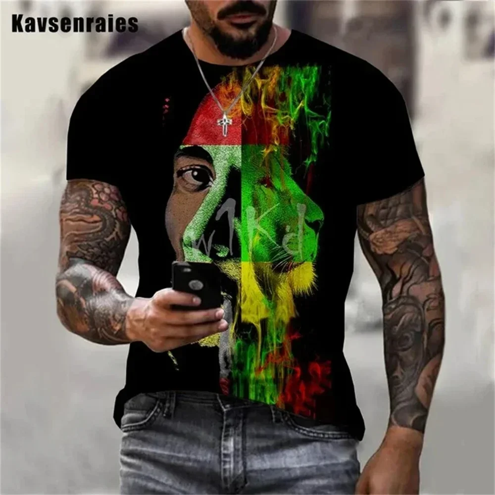 

2025 Spring/Summer 3d Printed O-collar Oversized Men's Breathable Quick-drying Sports T-shirt Hip Hop