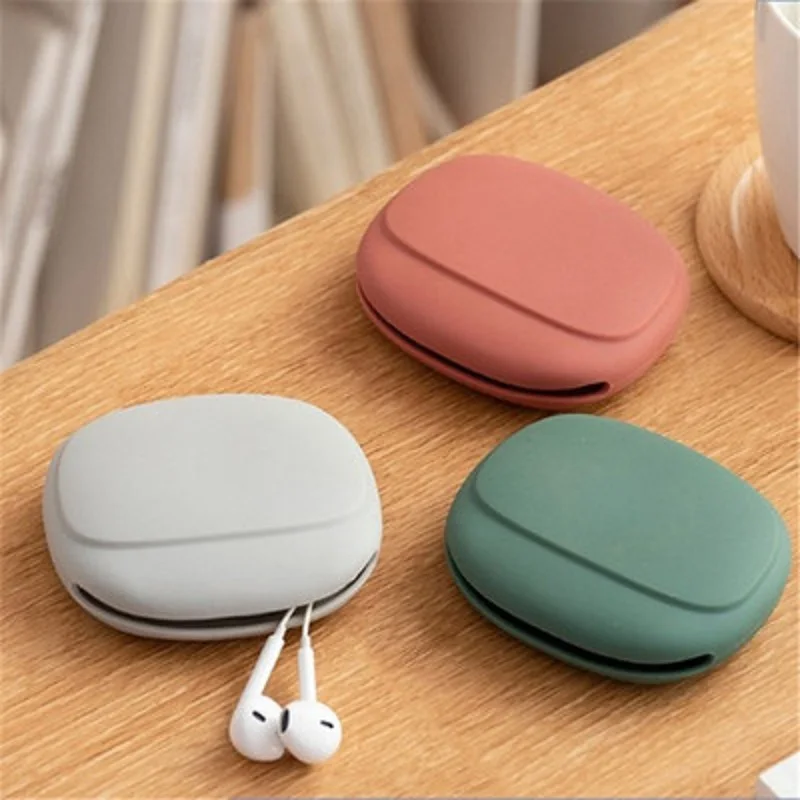 

New Portable Data Cable Headset Storage Box Simple Mobile Phone Data Cable Storage Box Silicone Bag Storage Box Cute Coin Purse