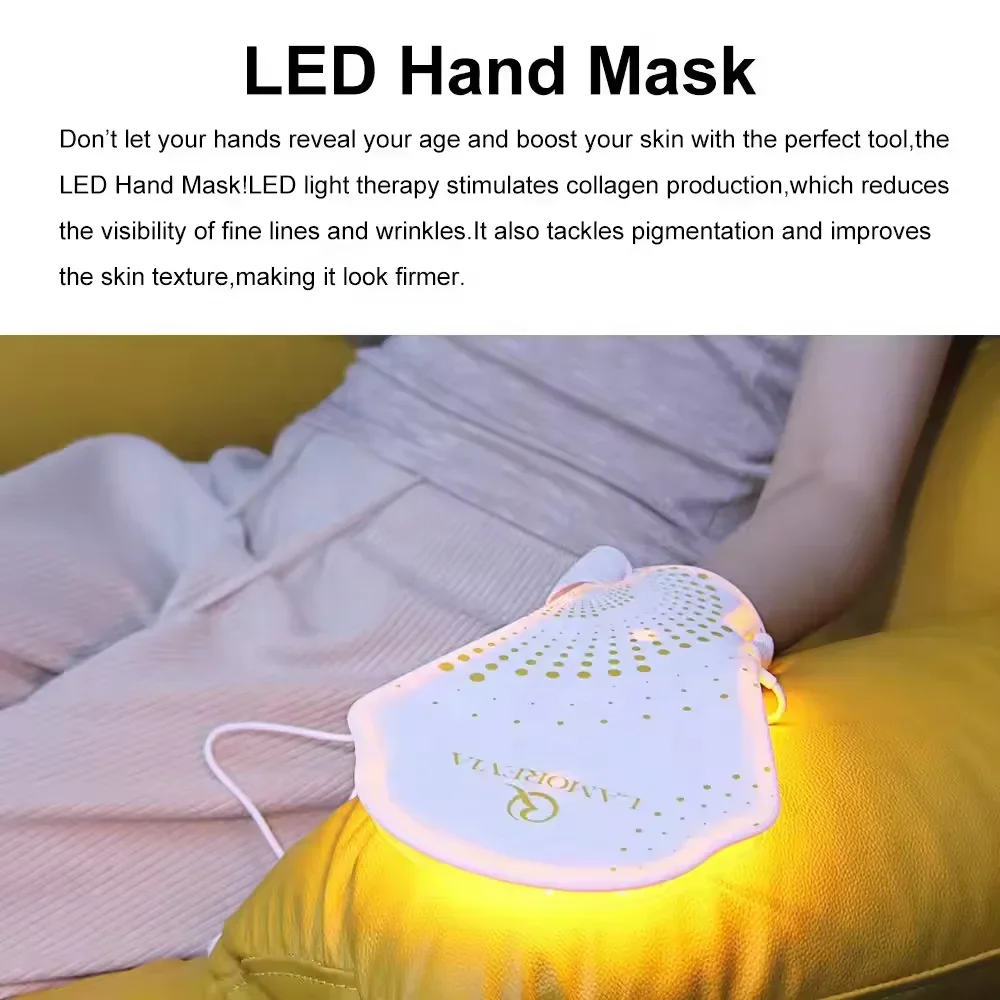 Masque facial de luminothérapie à LED, soins de la peau, réduction de l'acné, alimentation de la peau, masque de luminothérapie à la lumière rouge PDT pour le cou, le visage et les mains