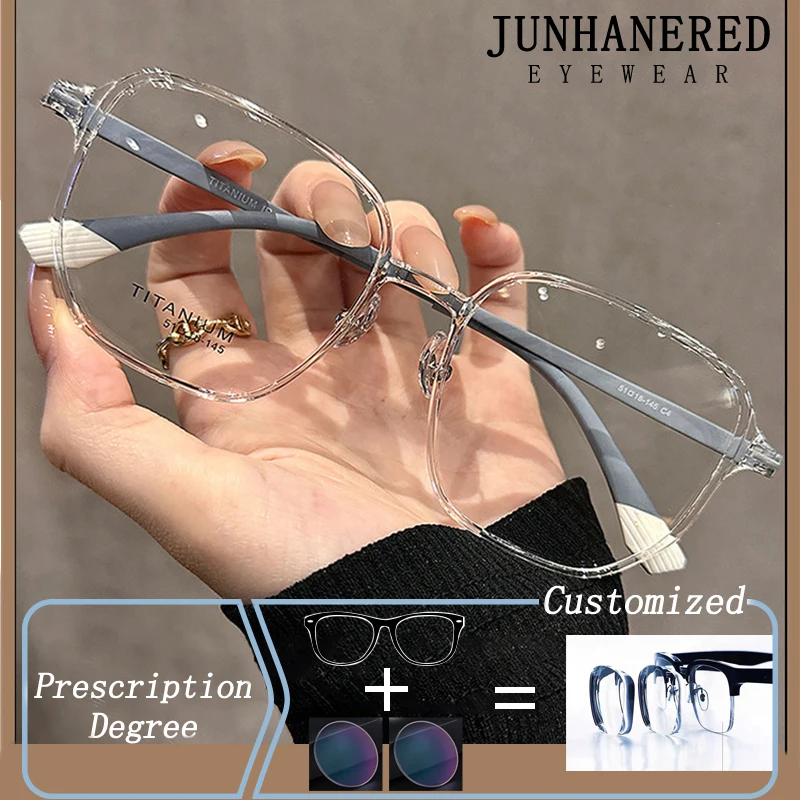 

New Vintage Oversizesd Square Frame Photochromic Prescription Glasses Anti Blue Light Presbyopic Short Sight Astigmatism Eyewear