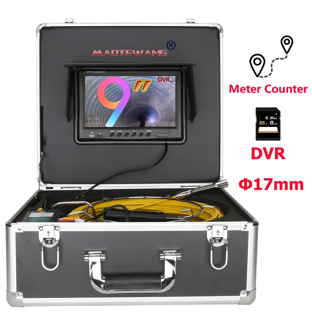 Sewer Drain Inspection 9 Inch Screen 40M Cable Meter Counter DVR