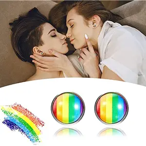 1 Paar Mode-Bogen-Ohrringe für schwule und lesbische Stolz, LGBT-Magnetohrring aus Edelstahl, Piercing ohne Ohrringe 6 Hauptverkaufs -Ohrring -LGBT -Stolz - №6